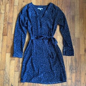 Banana Republic Navy Blue Leopard Print Dress